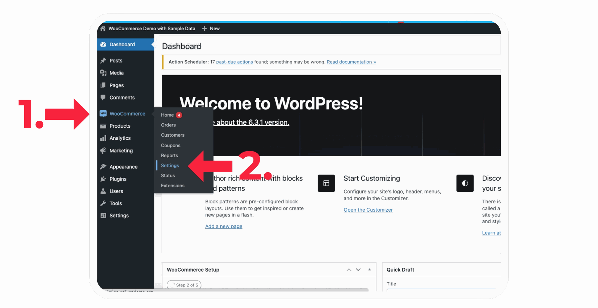 Obrázok 1: Nastavenie WooCommerce v administrácii WordPressu