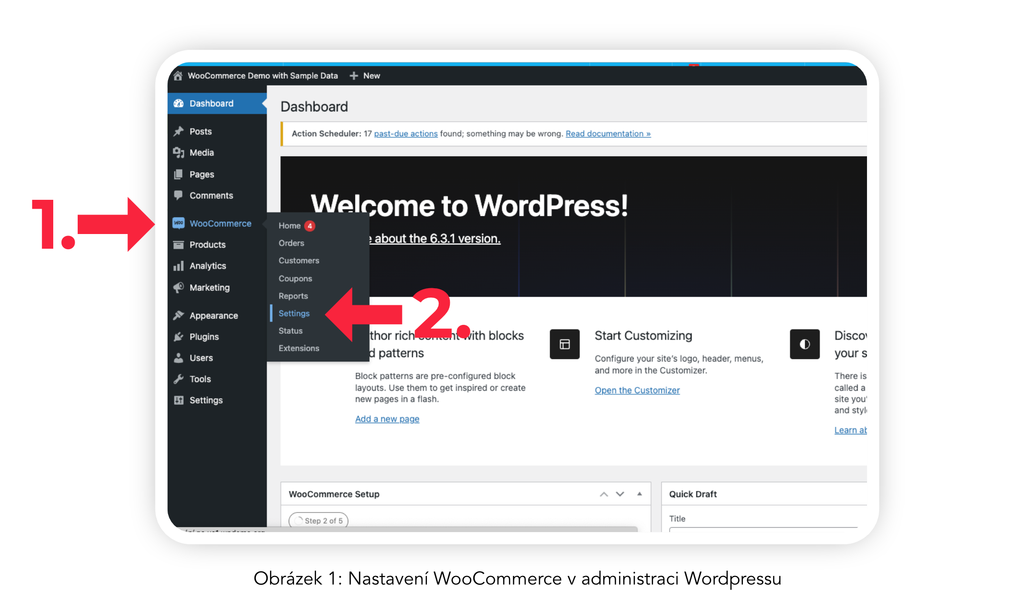 Obrázek 1: WooCommerce → Settings v administraci WordPressu