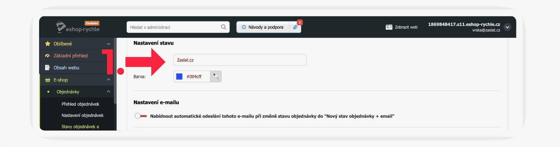 Obrázok 5: Tvorba nového stavu Zaslat.sk