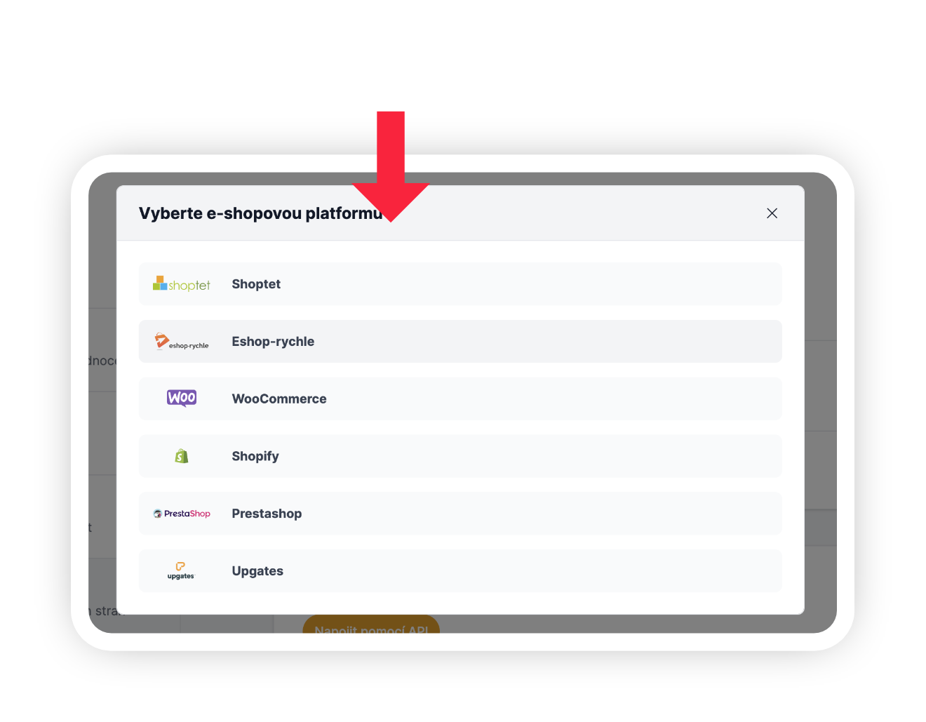 Obrázek 11: Výběr integrace Eshop-rychle