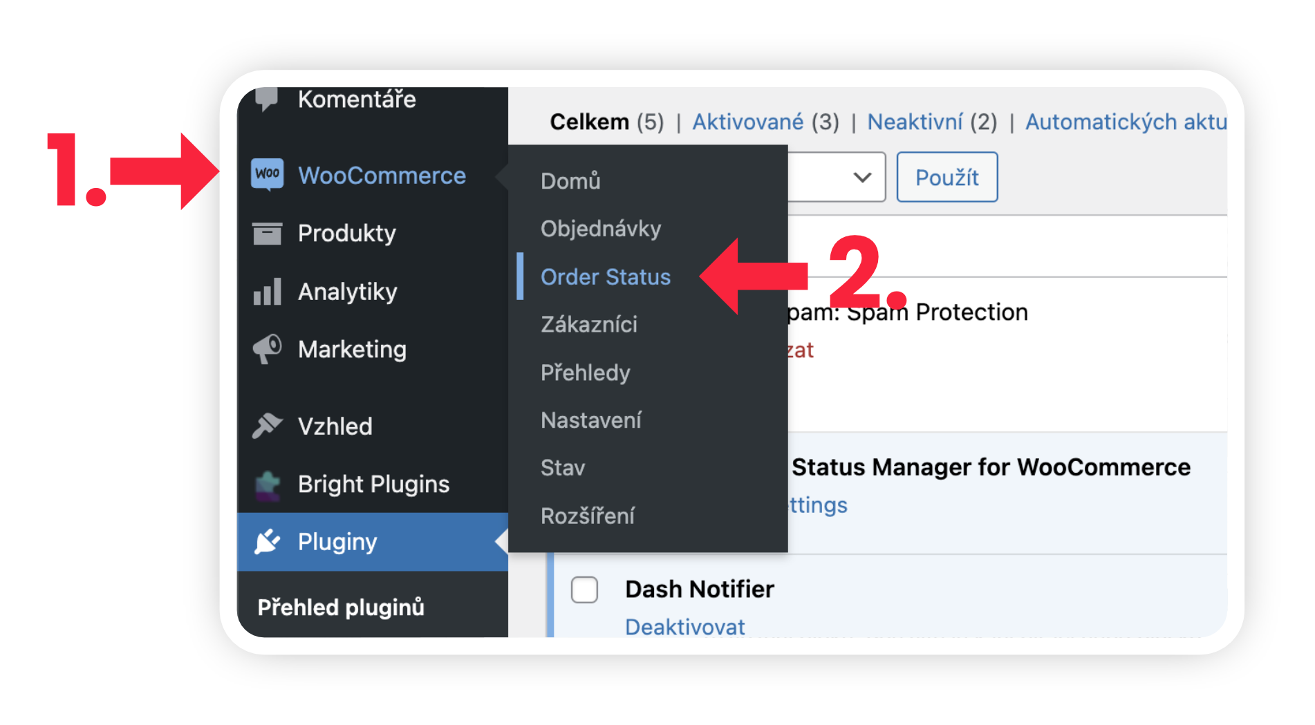 Obrázek 14: Nastavení pluginu Order Status