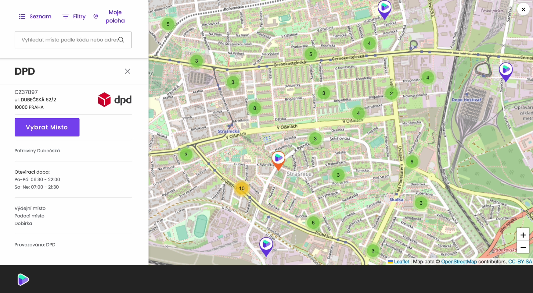 Obrázek 25: Mapa výdejních míst ve vašem e-shopu